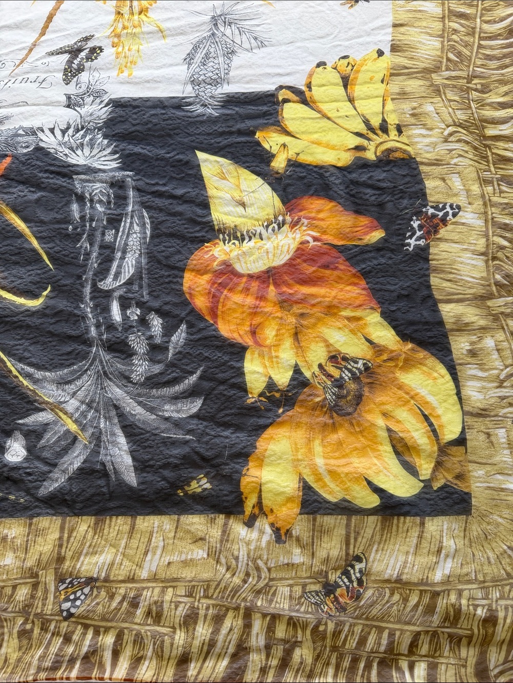 Vintage Gianfranco Ferre Tropical Scarf 100% Silk  Size 54 X 54’